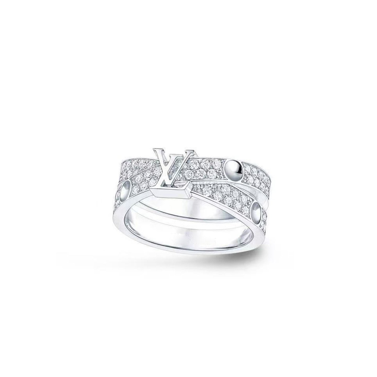 18k gold lv letter ring with full set natural diamonds customized