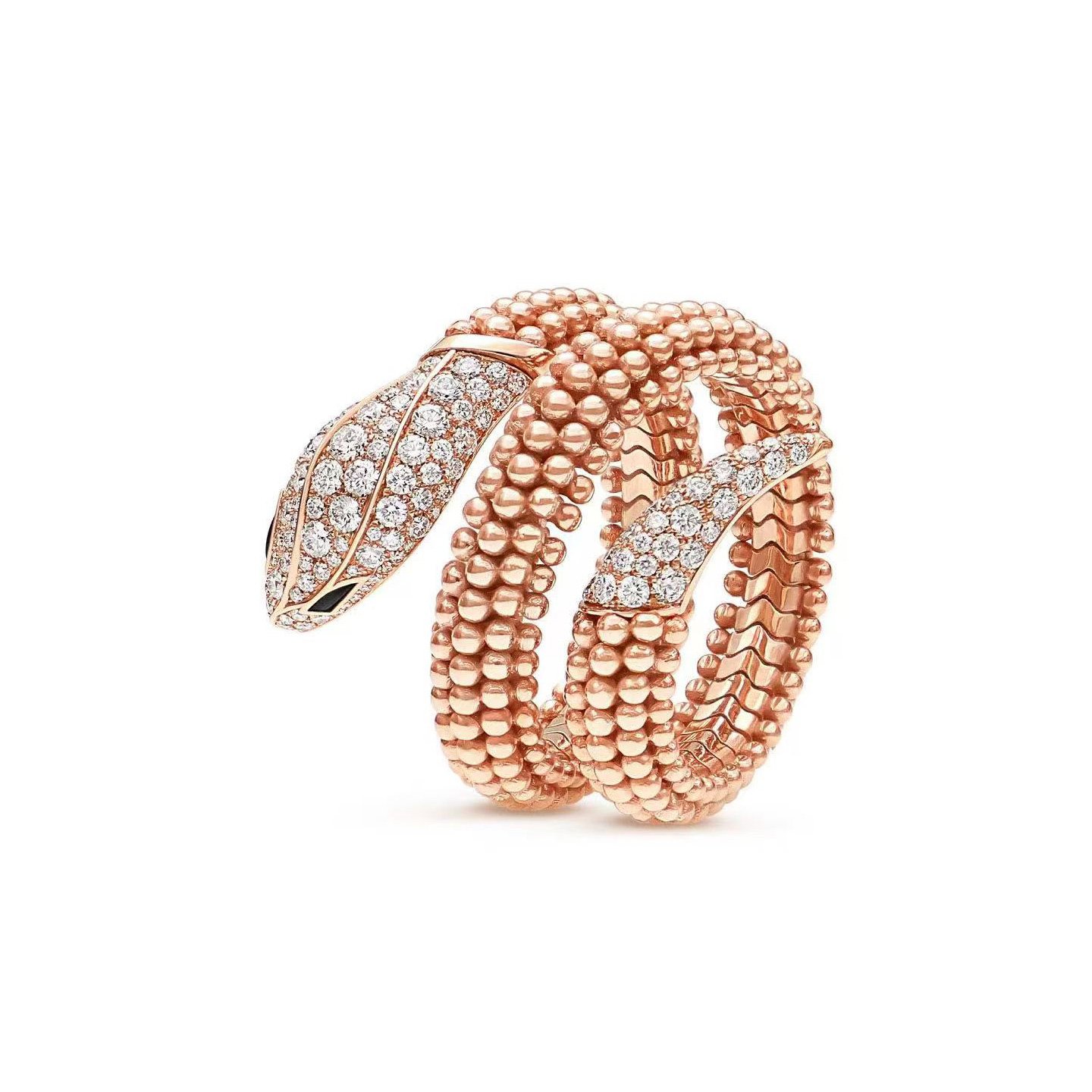 18k gold Pearl Snake Ring with natural diamonds customized