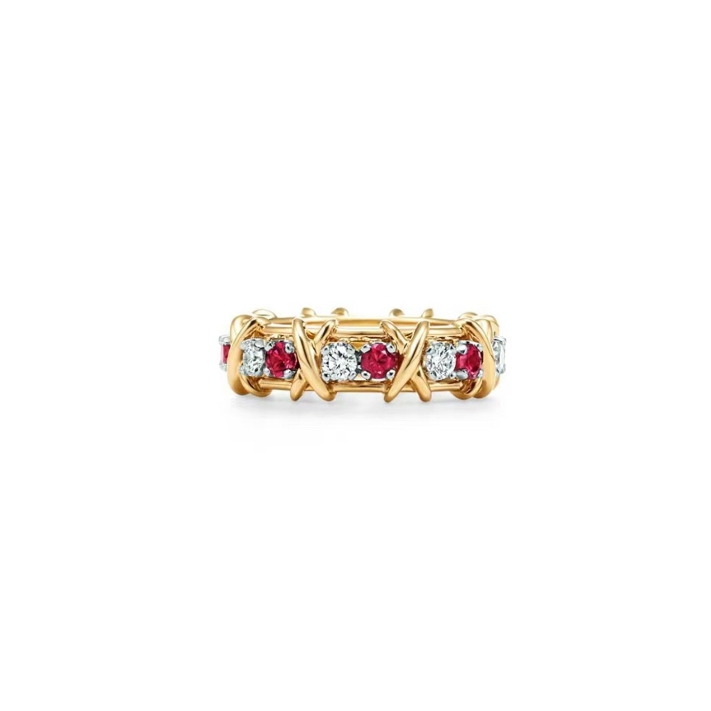 18k gold Six-Stone Ring with natural diamonds customized