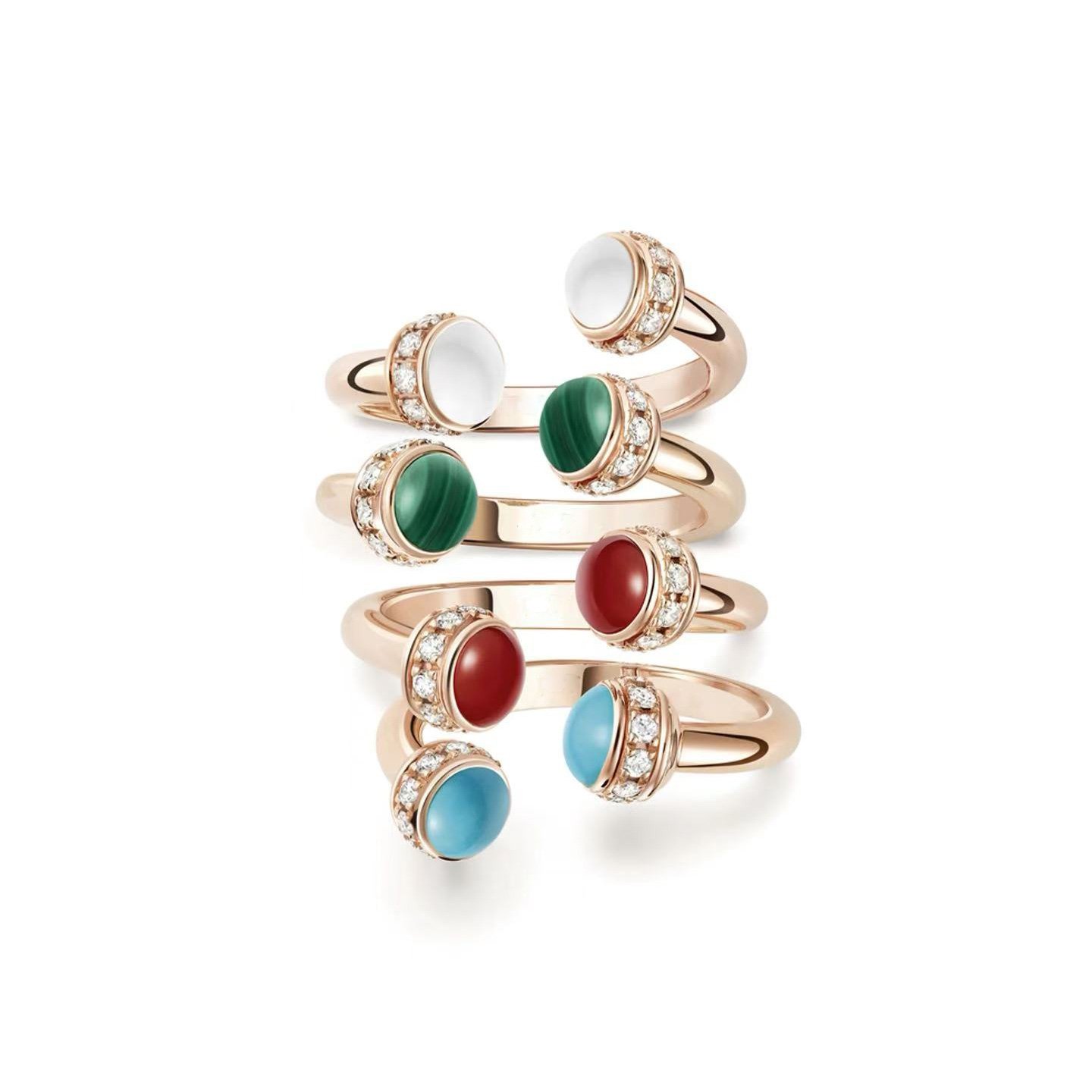 18k gold Opening Luck-Bringing Ring with natural diamonds