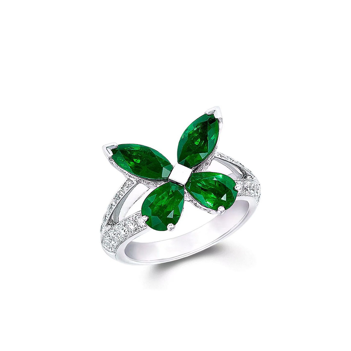 18k gold Water Drop Butterfly Diamond Ring customized graff