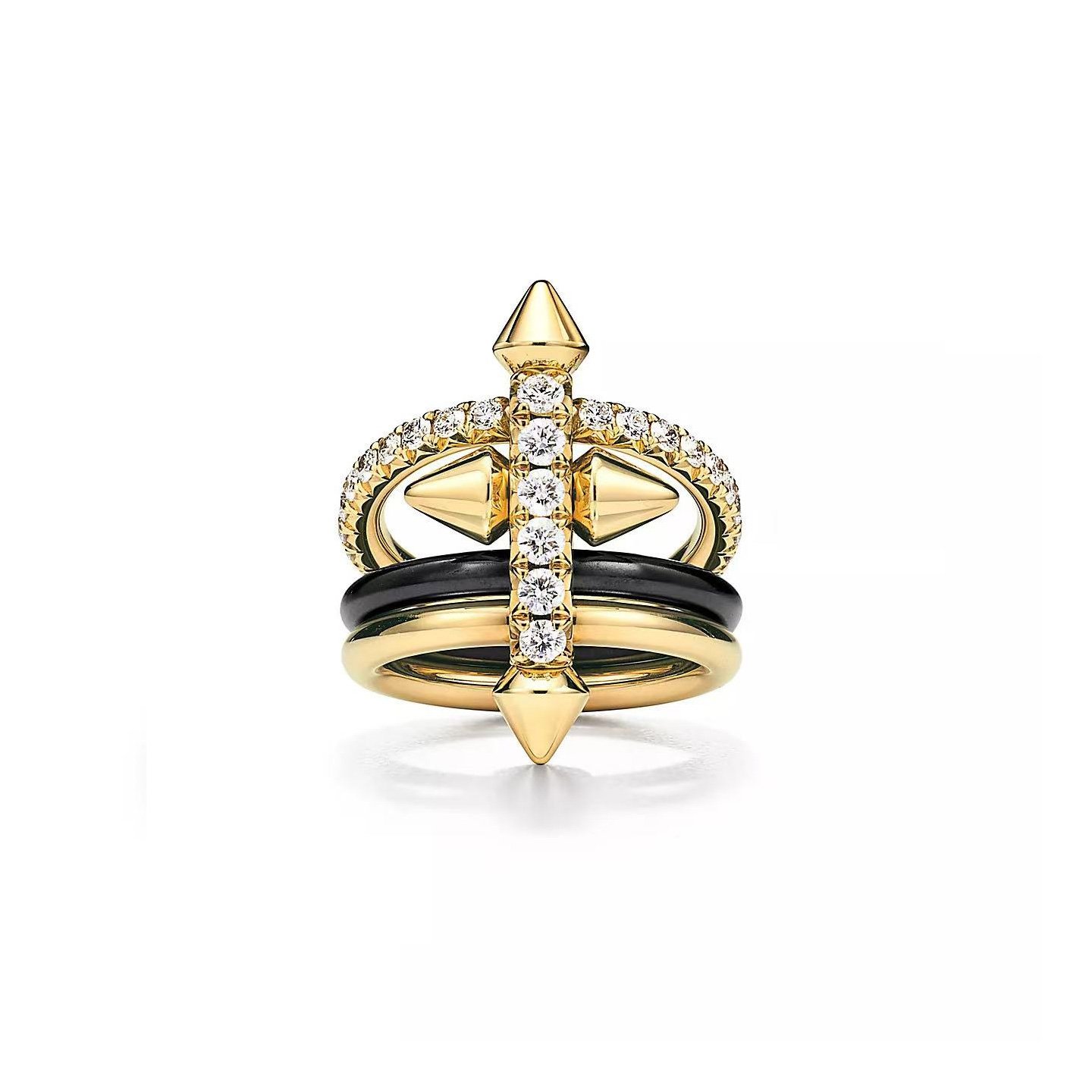 18k gold Trident Ring with natural diamonds customized