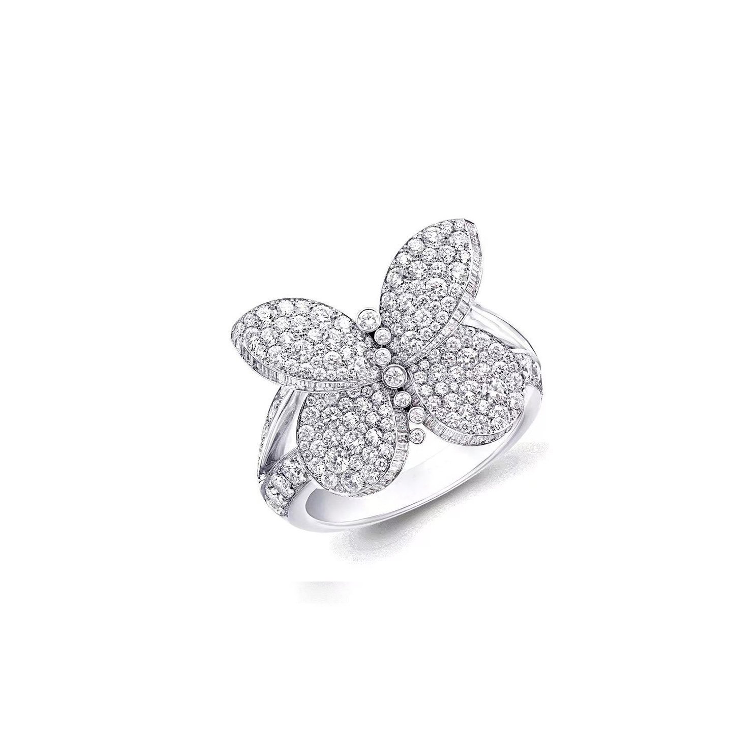 18k gold Y Butterfly Ring with natural diamonds customized