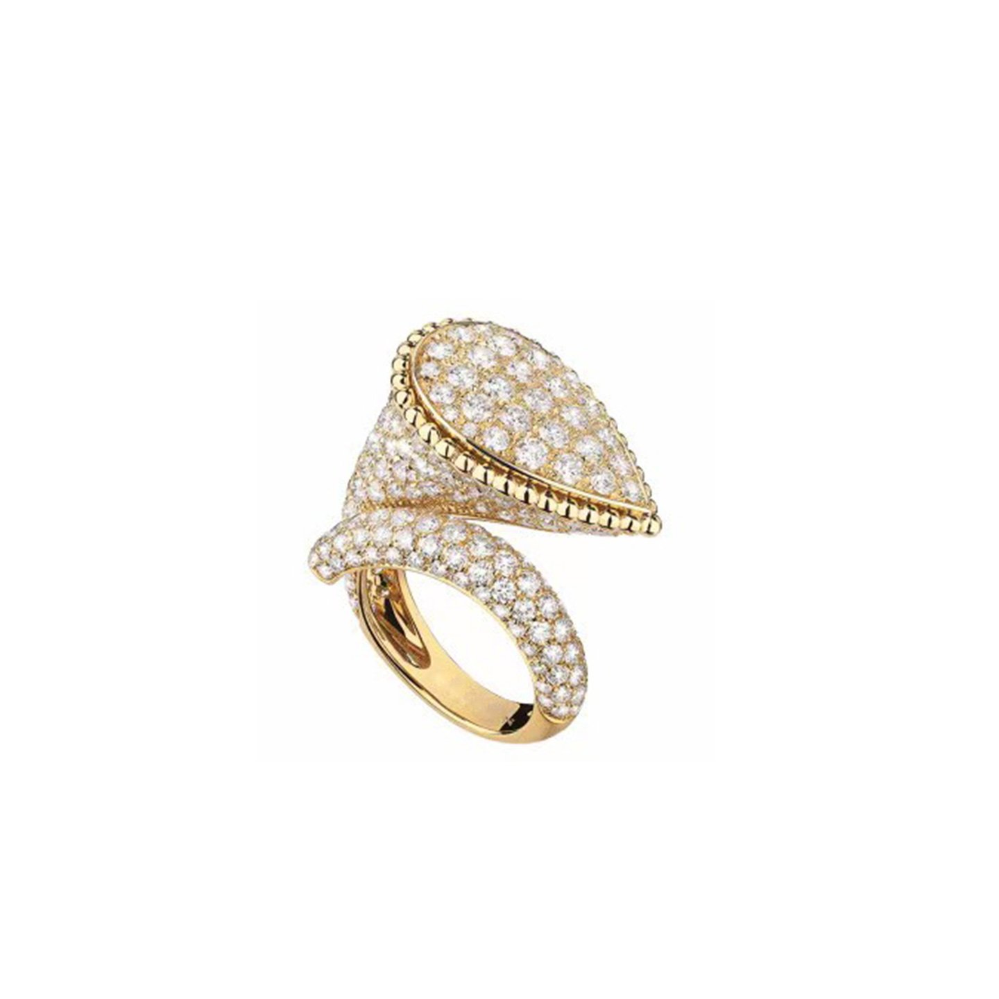 18k gold Open Lotus Root ring with natural diamonds customized