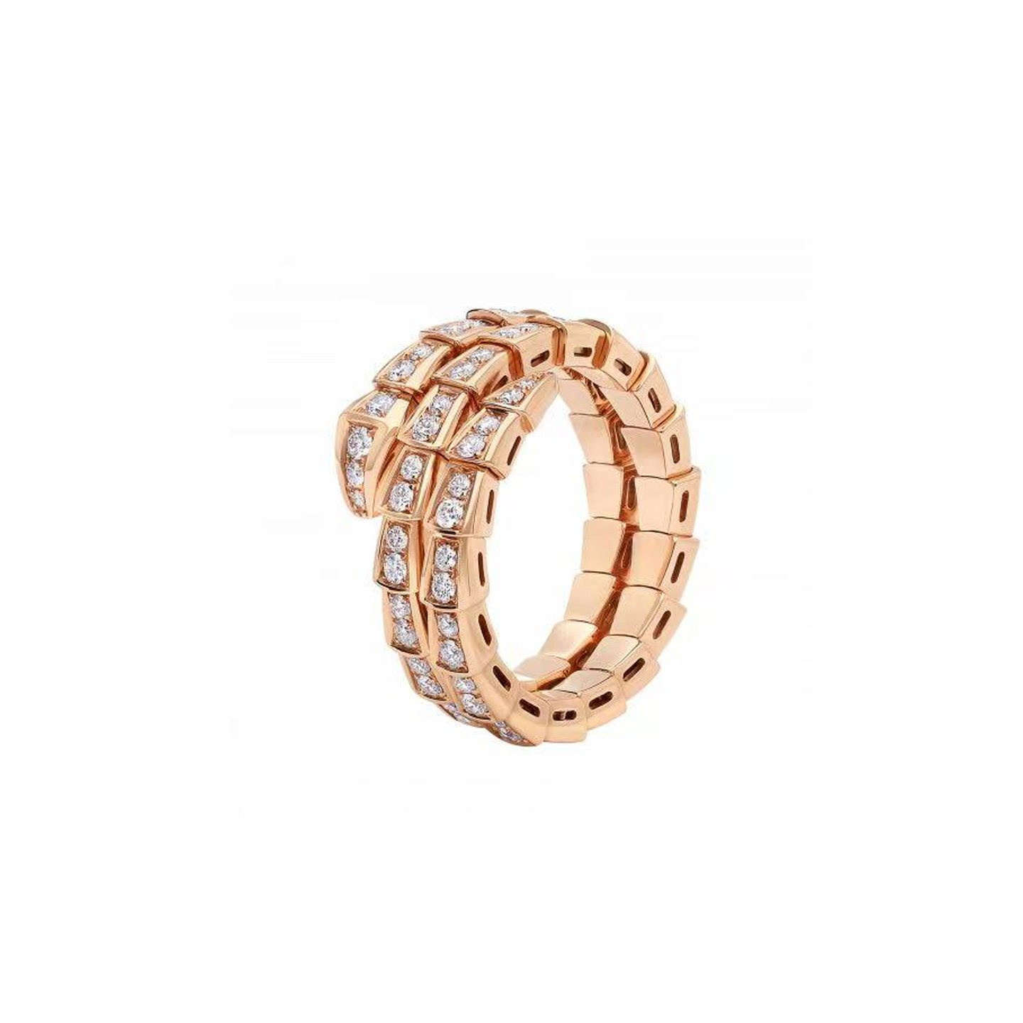 Narrow version 18k gold open snake ring with full set diamonds customized